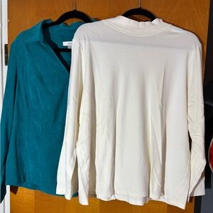 CJ Banks Teal Top and Cream Top, size 1X